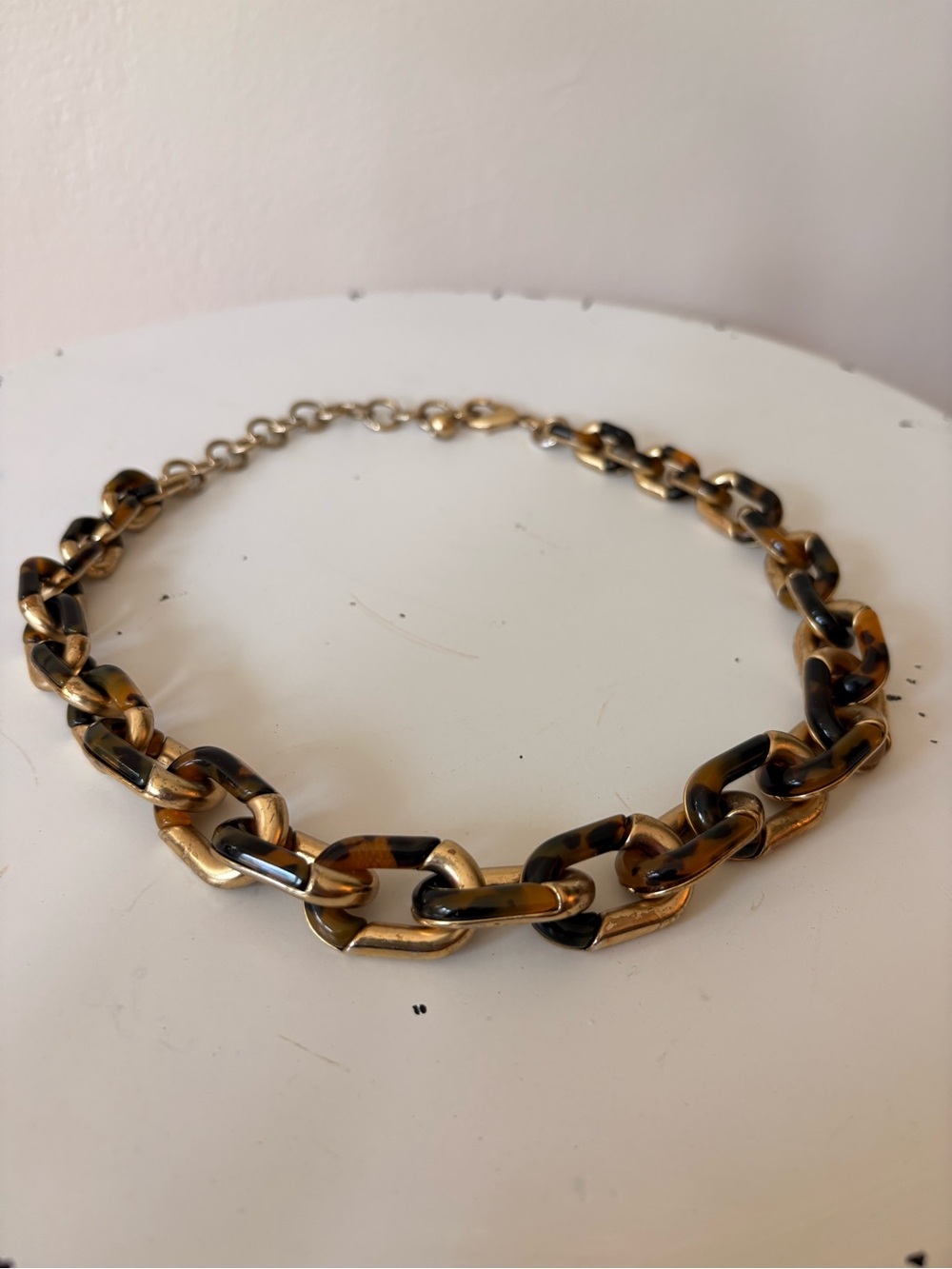 Chunky Tortoiseshell Link Necklace Statement Jewelry Retro Vintage Inspired